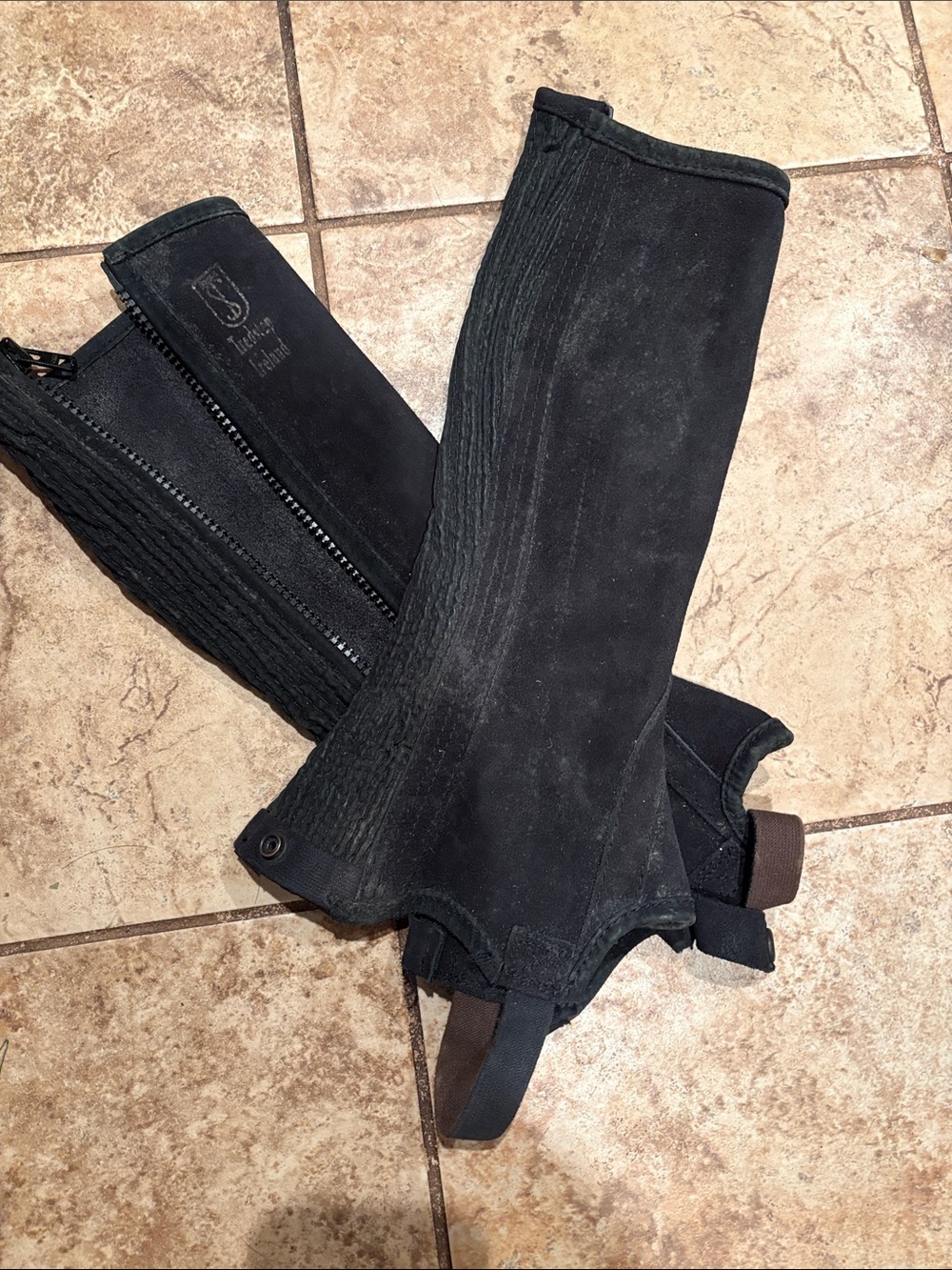 Kids Tredstep Black suede Half Chaps -